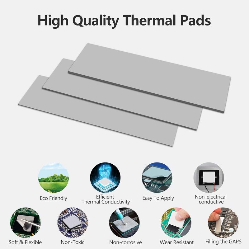 UCEC 30PCS Thermal Pads GPU, 2.6 x 0.8 Inch Reusable Silicone CPU Thermal Pad Conductive Cooling Pad, Excellent Heat Conduction for GPU CPU SSD Heatsink LED IC Chip Motor, 3 x 10 Pack - Image 3